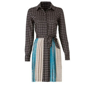 Deby Debo Picoq Printed Long Sleeve Plaid Dress